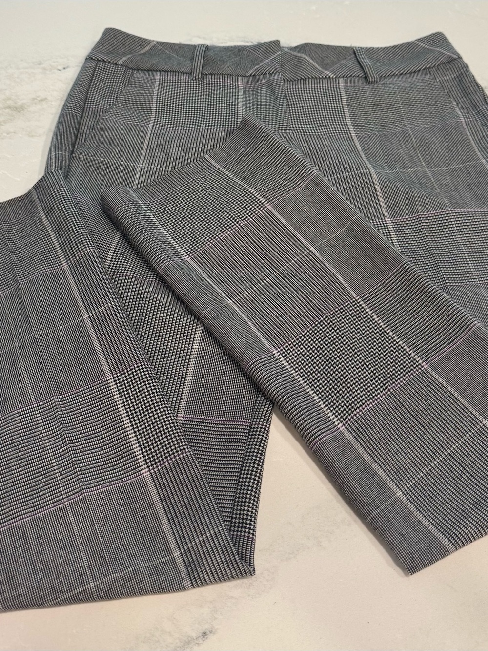 7th Avenue Design Studio Black & White Houndstooth Dress Pant with Purple Accent